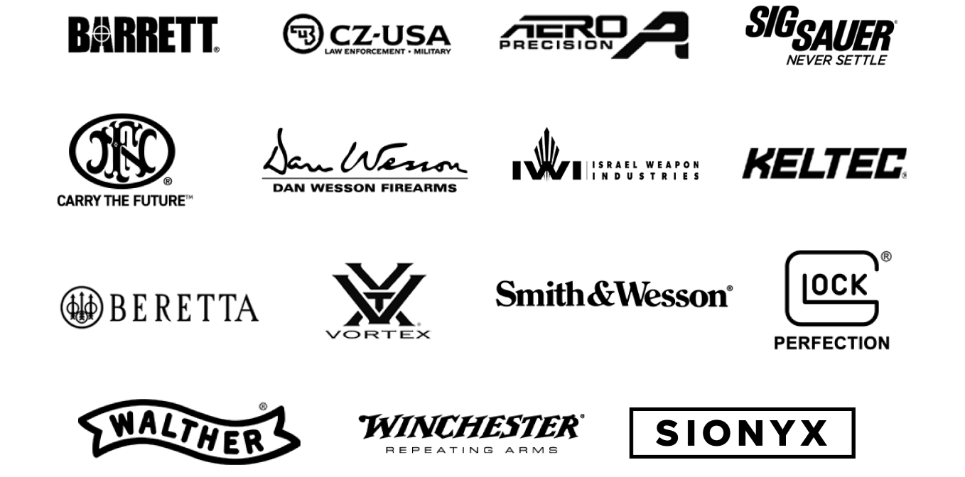 logo of the various gun brands found in the hub gun store lakeside